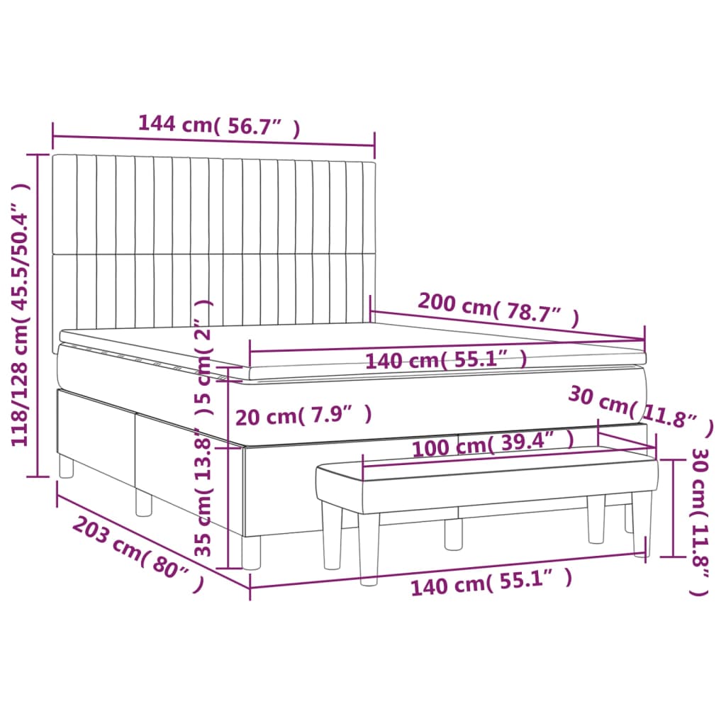 vidaXL Box spring postel s matrací černá 140x200 cm textil