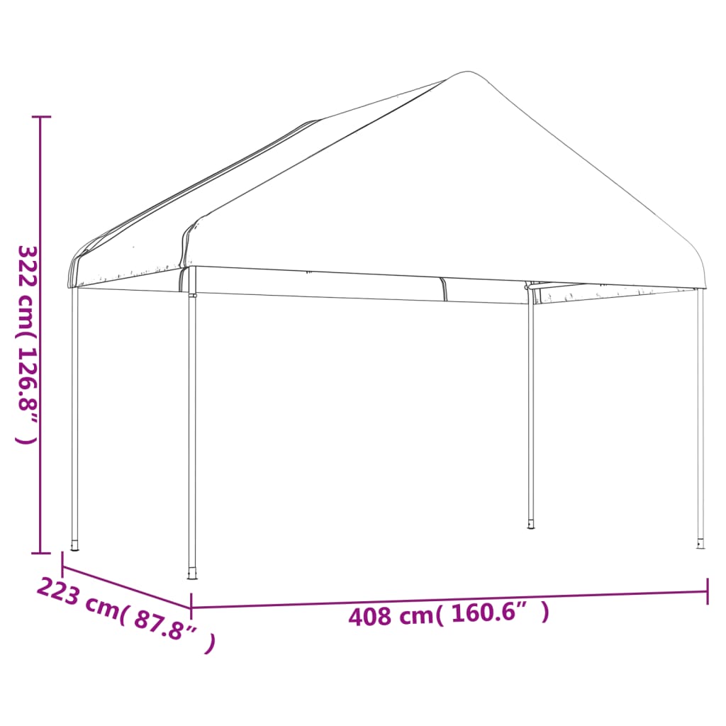 vidaXL Altán se střechou bílý 13,38 x 4,08 x 3,22 m polyethylen