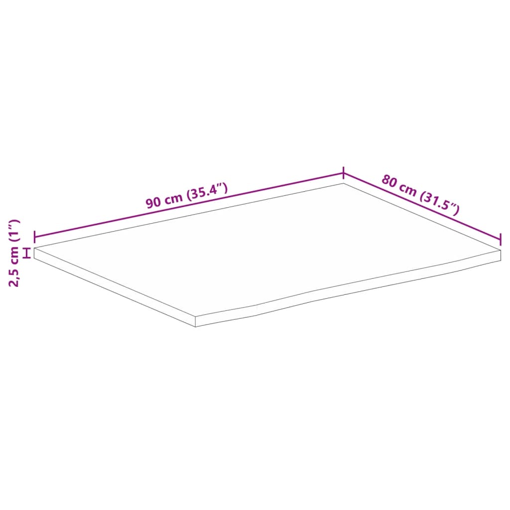 vidaXL Stolní deska živá hrana 90 x 80 x 2,5 cm masivní mangovník