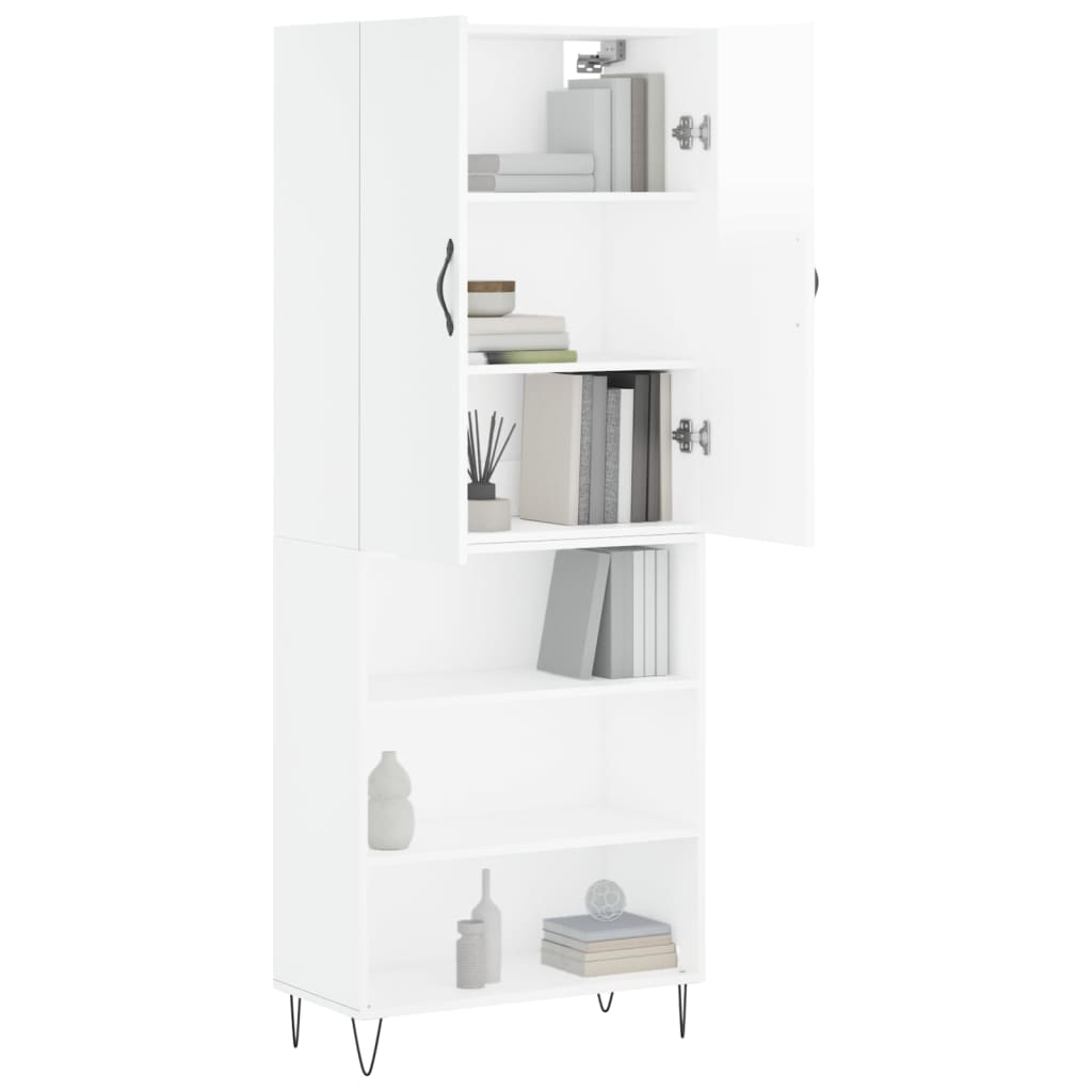 vidaXL Skříň highboard lesklá bílá 69,5 x 34 x 180 cm kompozitní dřevo