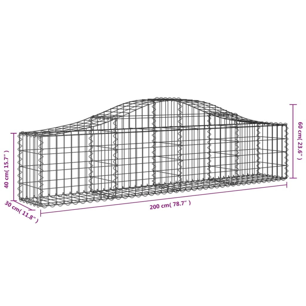 vidaXL Klenuté gabionové koše 18 ks 200x30x40/60 cm pozinkované železo