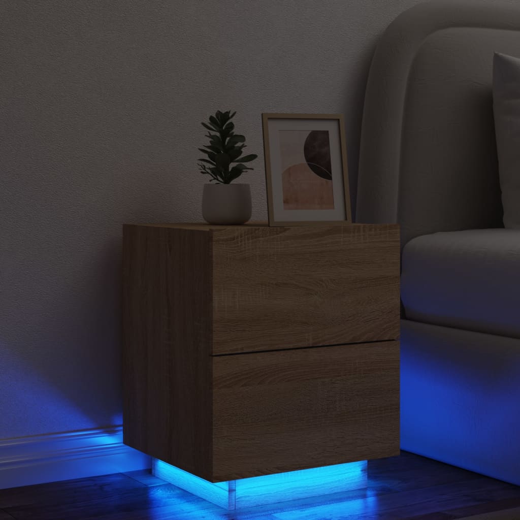 vidaXL Noční stolek s LED osvětlením dub sonoma kompozitní dřevo