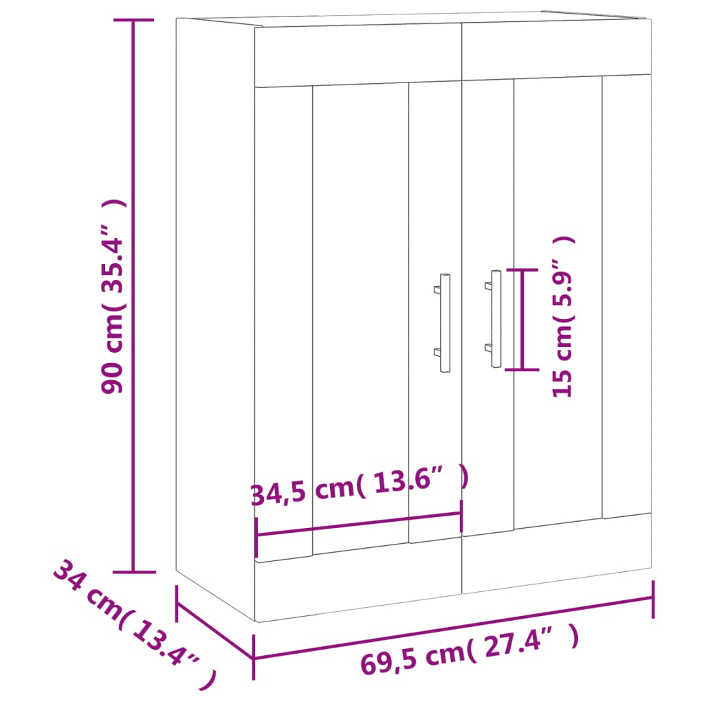 vidaXL Nástěnná skříňka bílá 69,5 x 34 x 90 cm