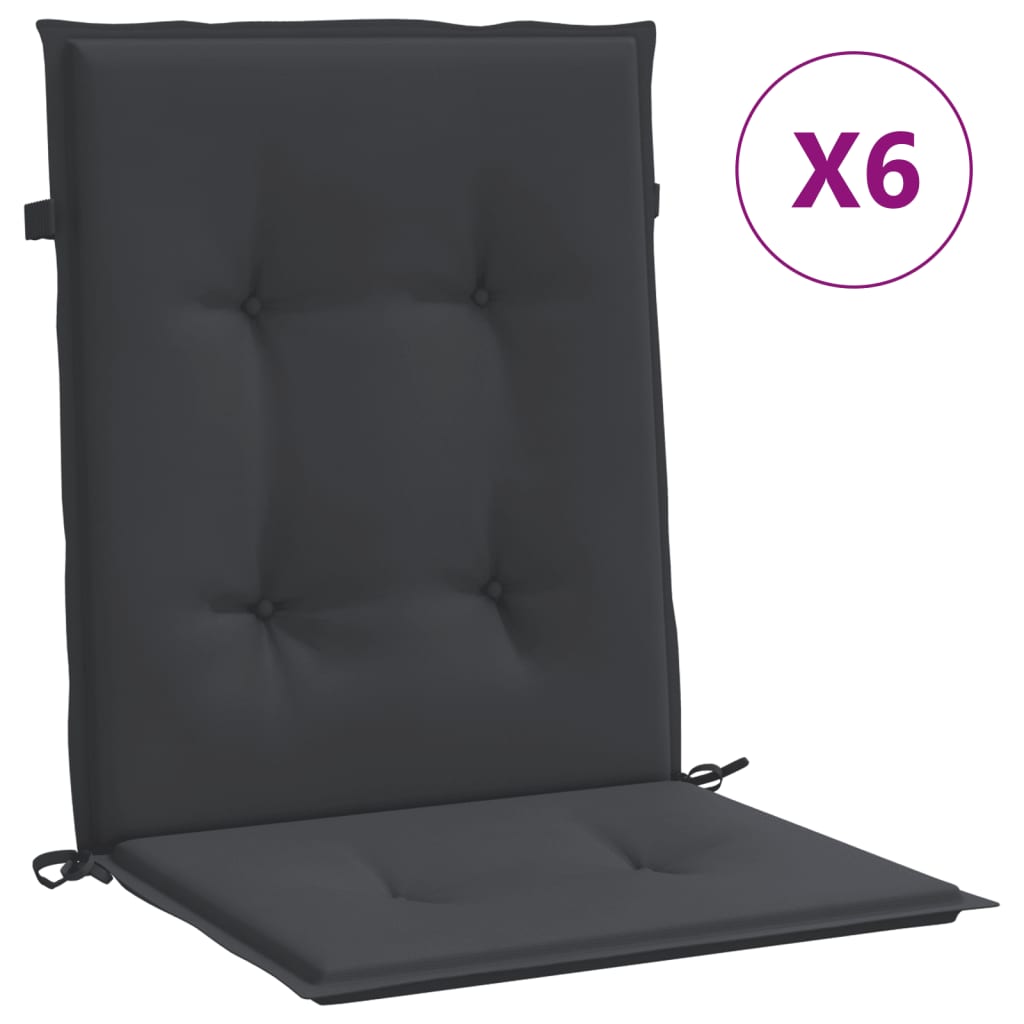 vidaXL Podušky na židli nízké opěradlo 6 ks černé 100x50x3 cm oxford