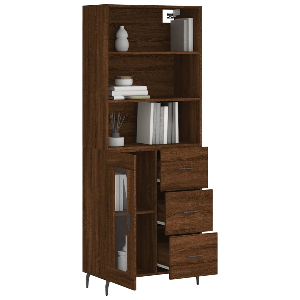 vidaXL Skříň highboard hnědý dub 69,5 x 34 x 180 cm kompozitní dřevo