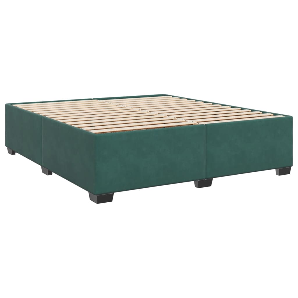 vidaXL Box spring postel s matrací tmavě zelená 200x200 cm samet