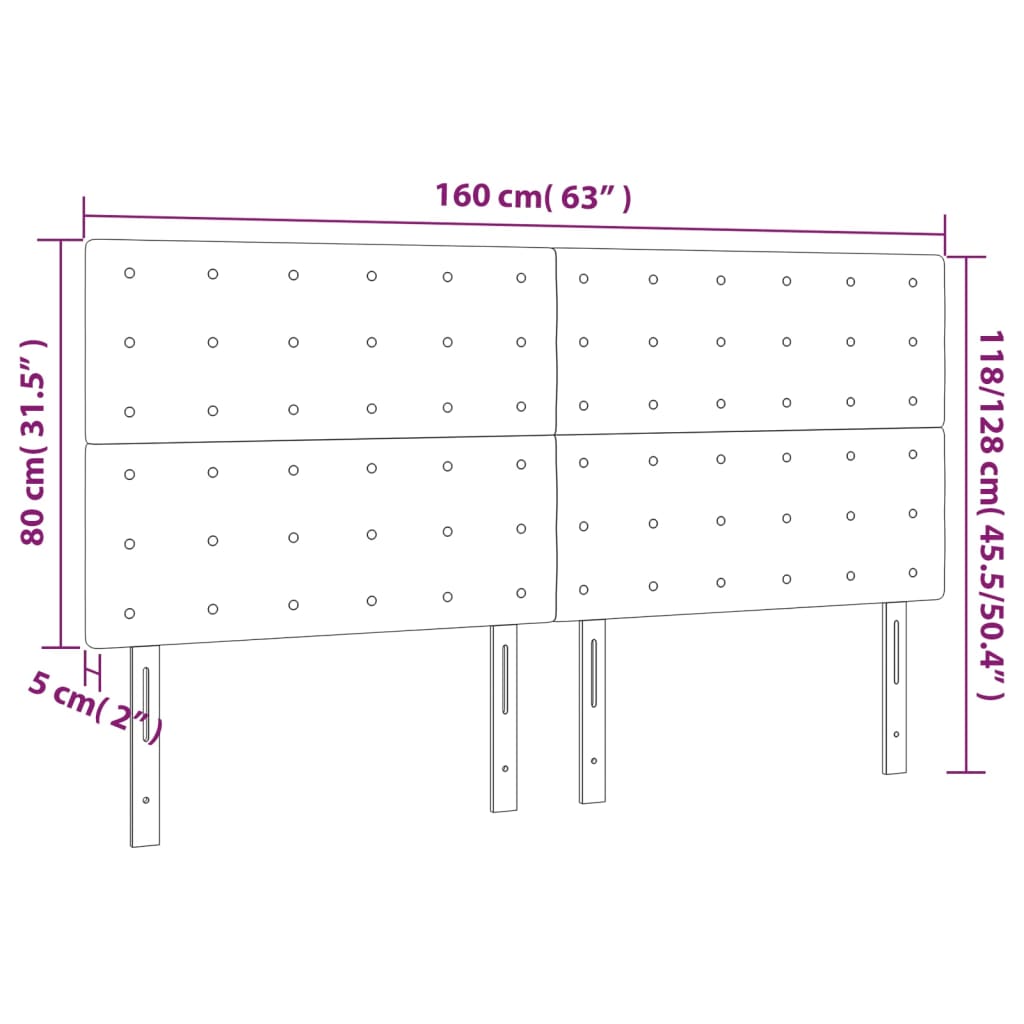 vidaXL Čelo postele s LED taupe 160x5x118/128 cm textil