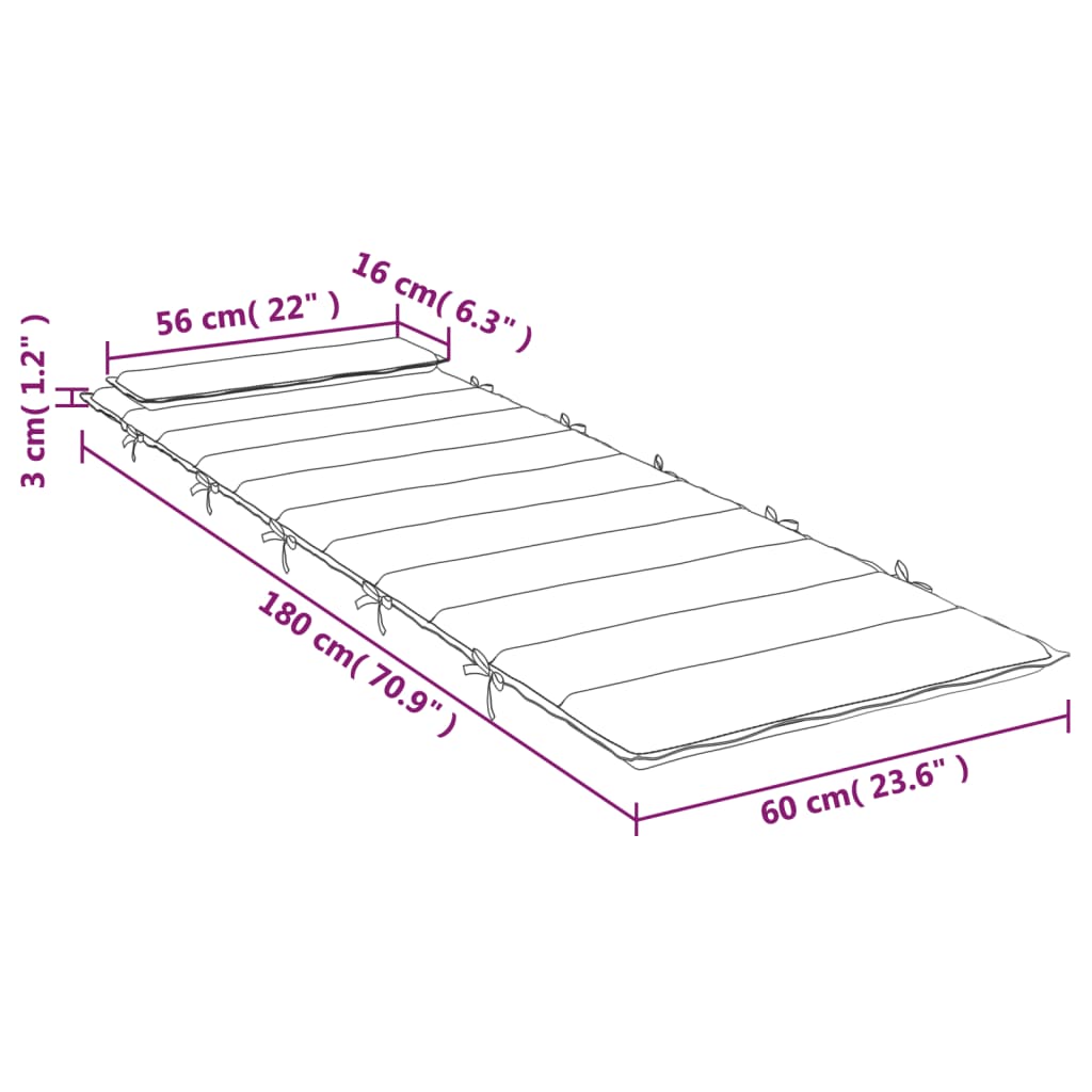 vidaXL Poduška na lehátko červená 180 x 60 x 3 cm oxfordská látka