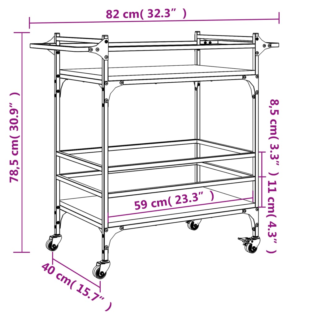 vidaXL Kuchyňský vozík dub sonoma 82 x 40 x 78,5 cm kompozitní dřevo