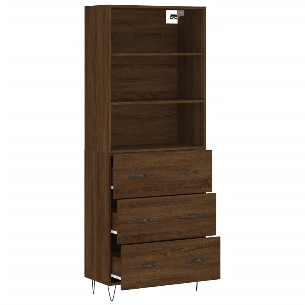 vidaXL Skříň highboard hnědý dub 69,5 x 34 x 180 cm kompozitní dřevo