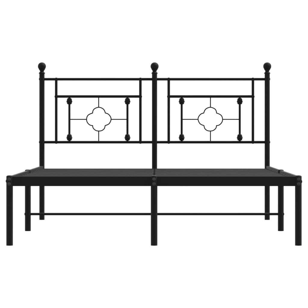 vidaXL Kovový rám postele s čelem černý 135 x 190 cm