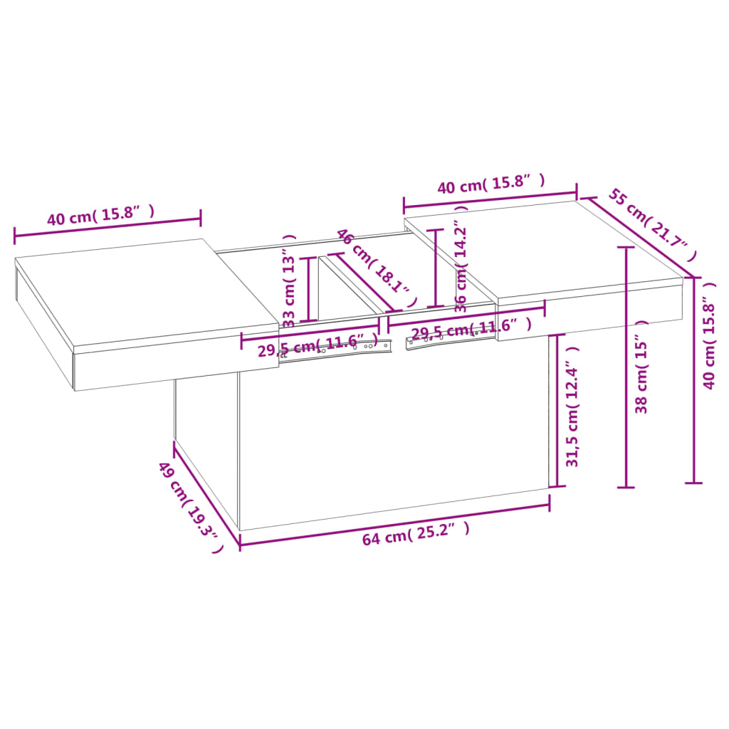 vidaXL Konferenční stolek betonově šedý 80x55x40 cm kompozitní dřevo