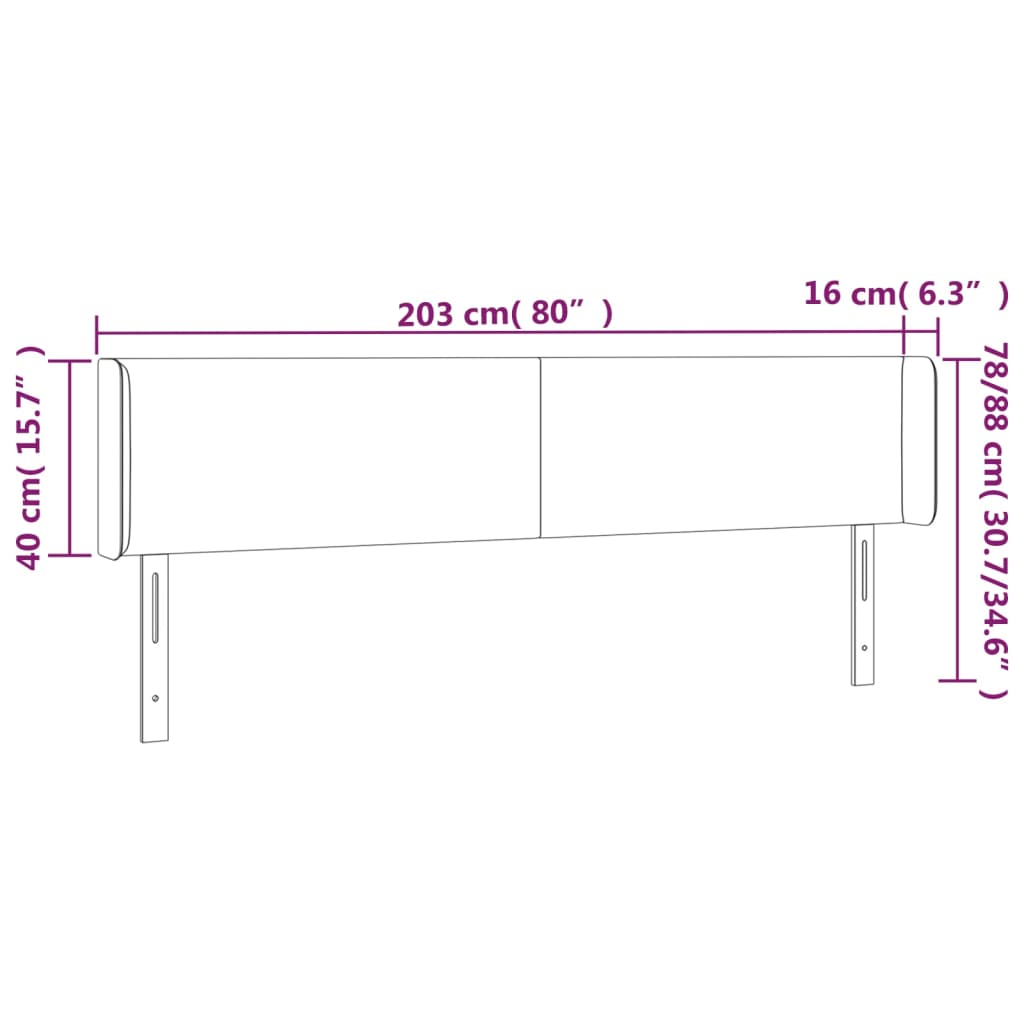 vidaXL Čelo postele typu ušák šedá 203 x 16 x 78/88 cm umělá kůže