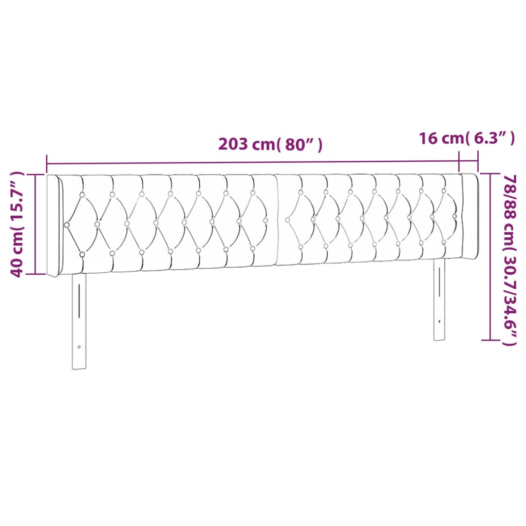 vidaXL Čelo postele typu ušák tmavě zelená 203x16x78/88 cm samet