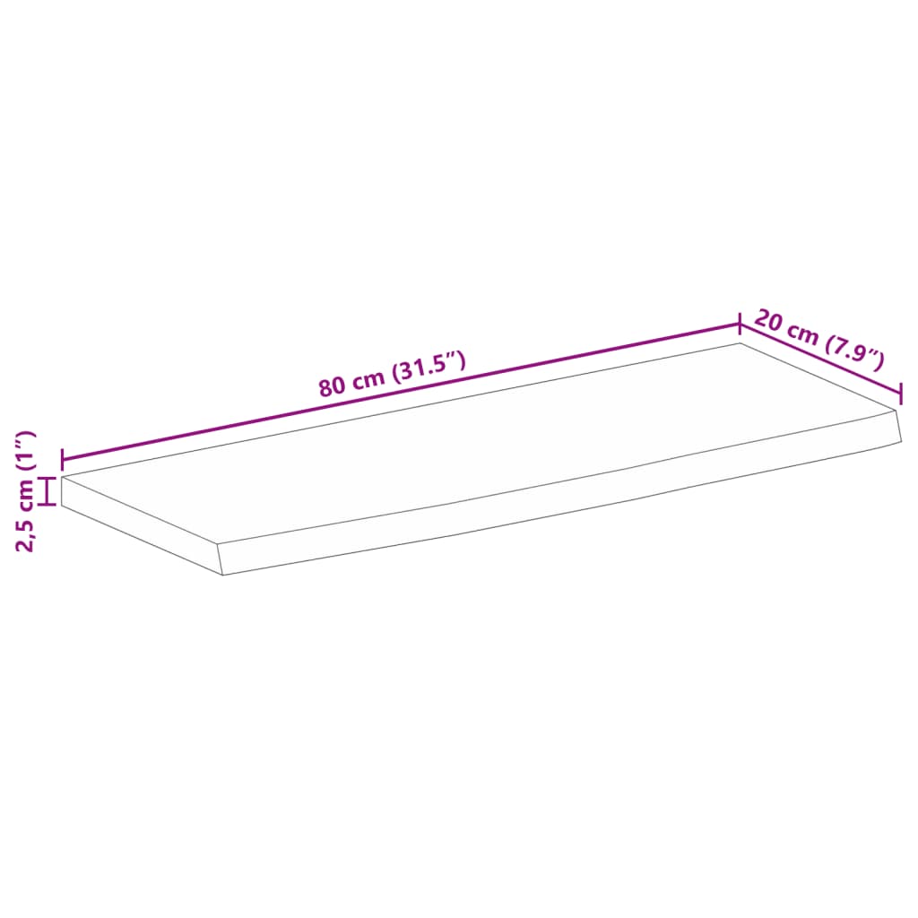 vidaXL Stolní deska živá hrana 80 x 20 x 2,5 cm masivní mangovník