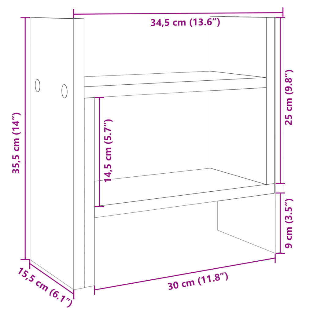 vidaXL Stolní organizér hnědý dub 34,5x15,5x35,5 cm kompozitní dřevo