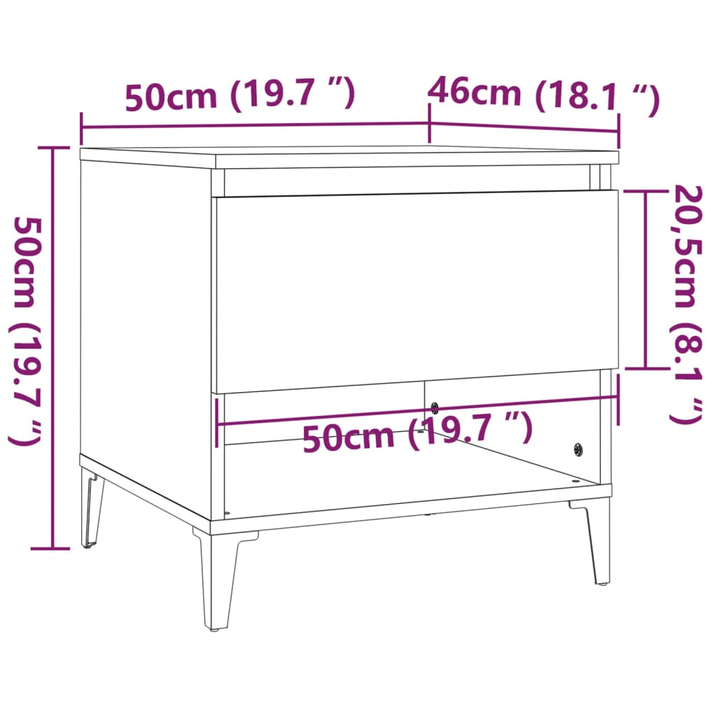 vidaXL Odkládací stolky 2 ks bílé 50 x 46 x 50 cm kompozitní dřevo