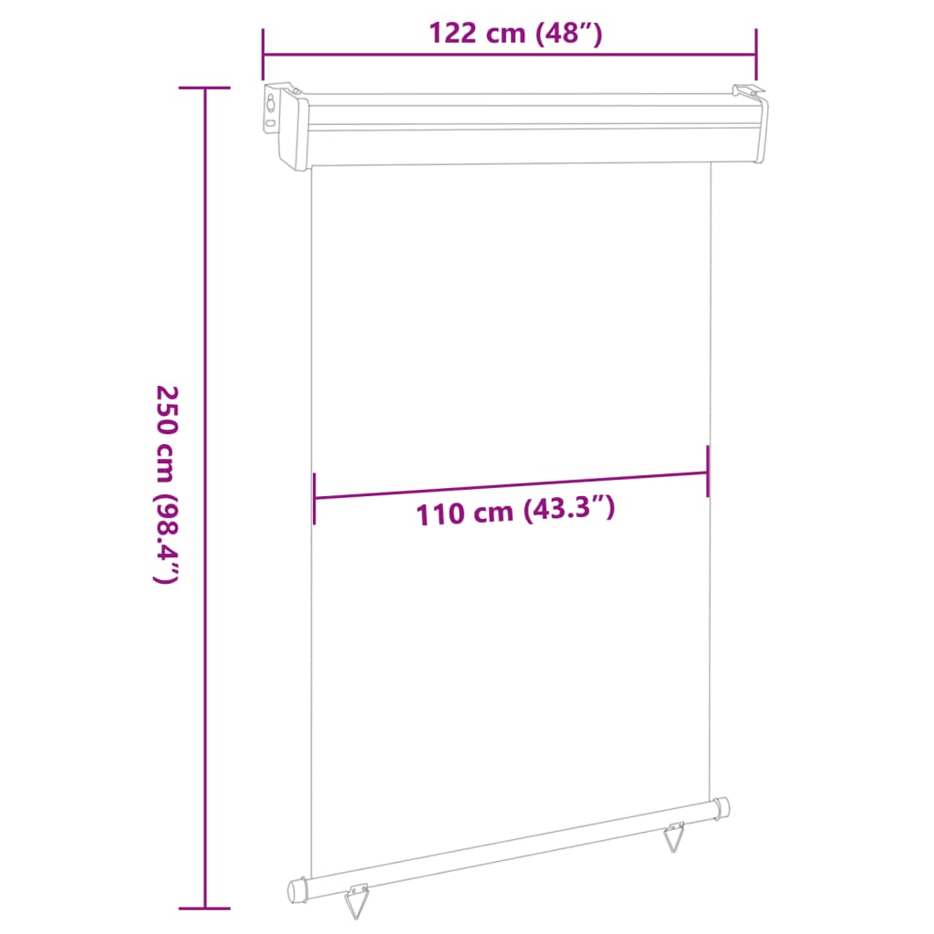 vidaXL Balkonová zástěna 122 x 250 cm krémová