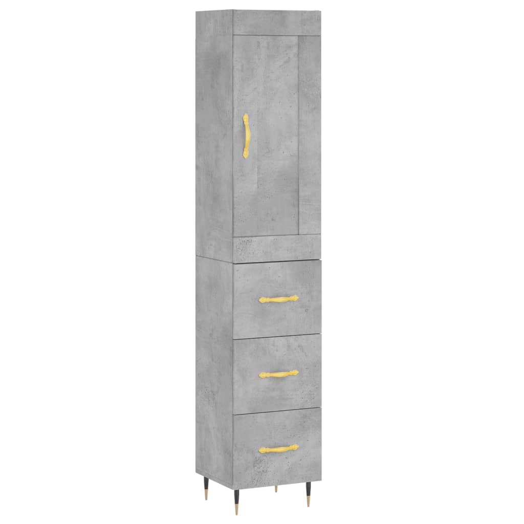 vidaXL Skříň highboard betonově šedá 34,5x34x180 cm kompozitní dřevo