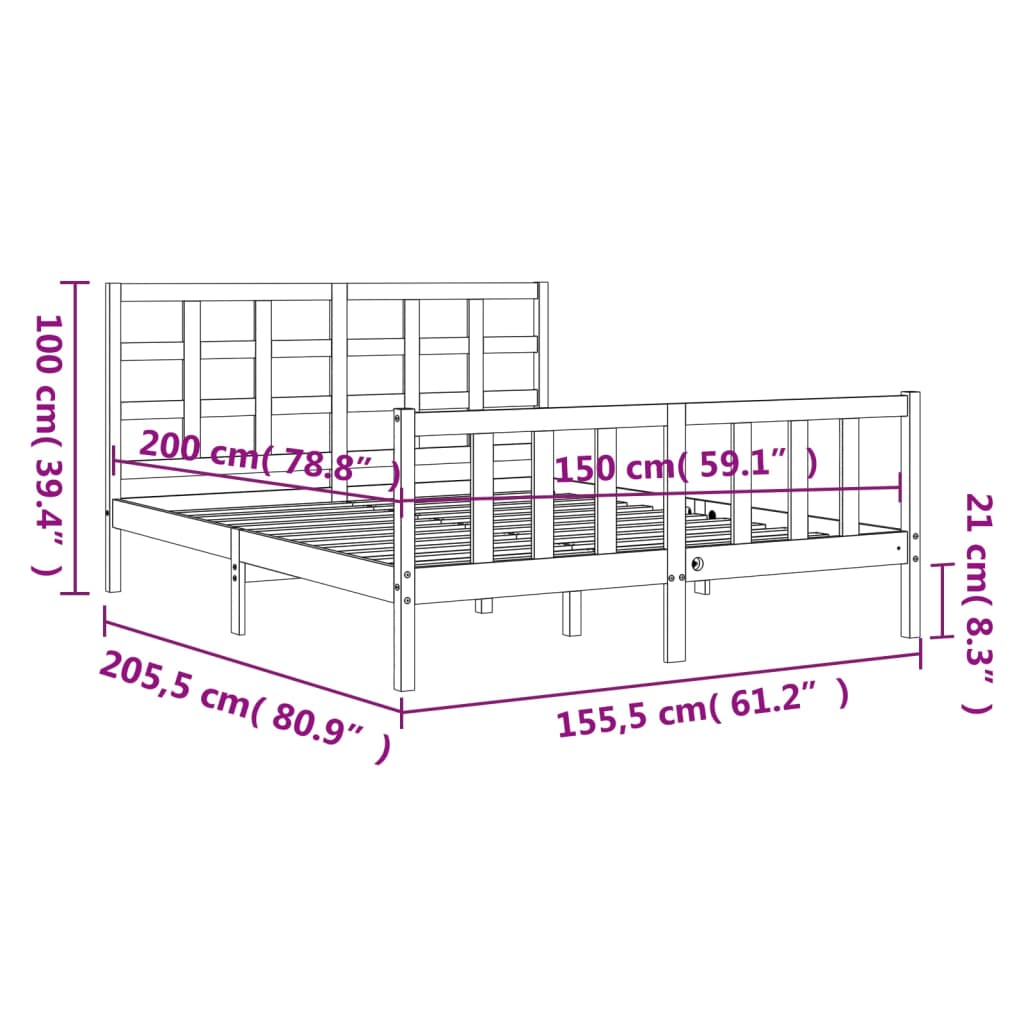 vidaXL Rám postele s čelem medově hnědý King Size masivní dřevo