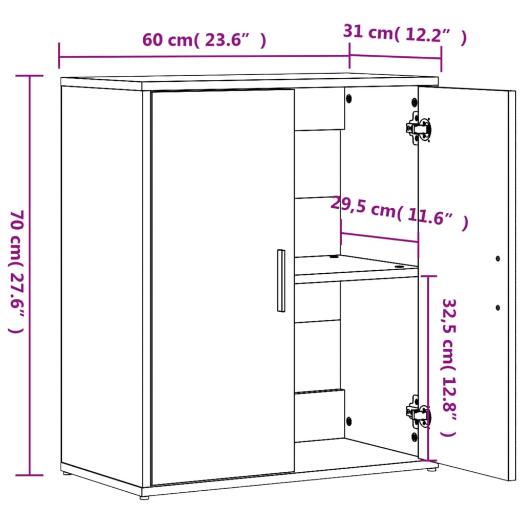 vidaXL Příborníky 2 ks kouřový dub 60 x 31 x 70 cm kompozitní dřevo