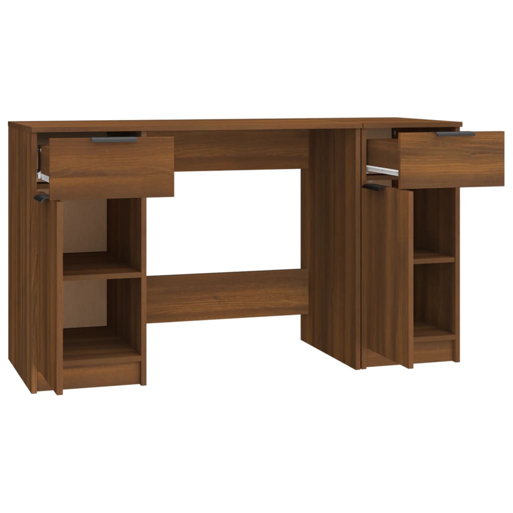 vidaXL Psací stůl s boční skříňkou hnědý dub kompozitní dřevo