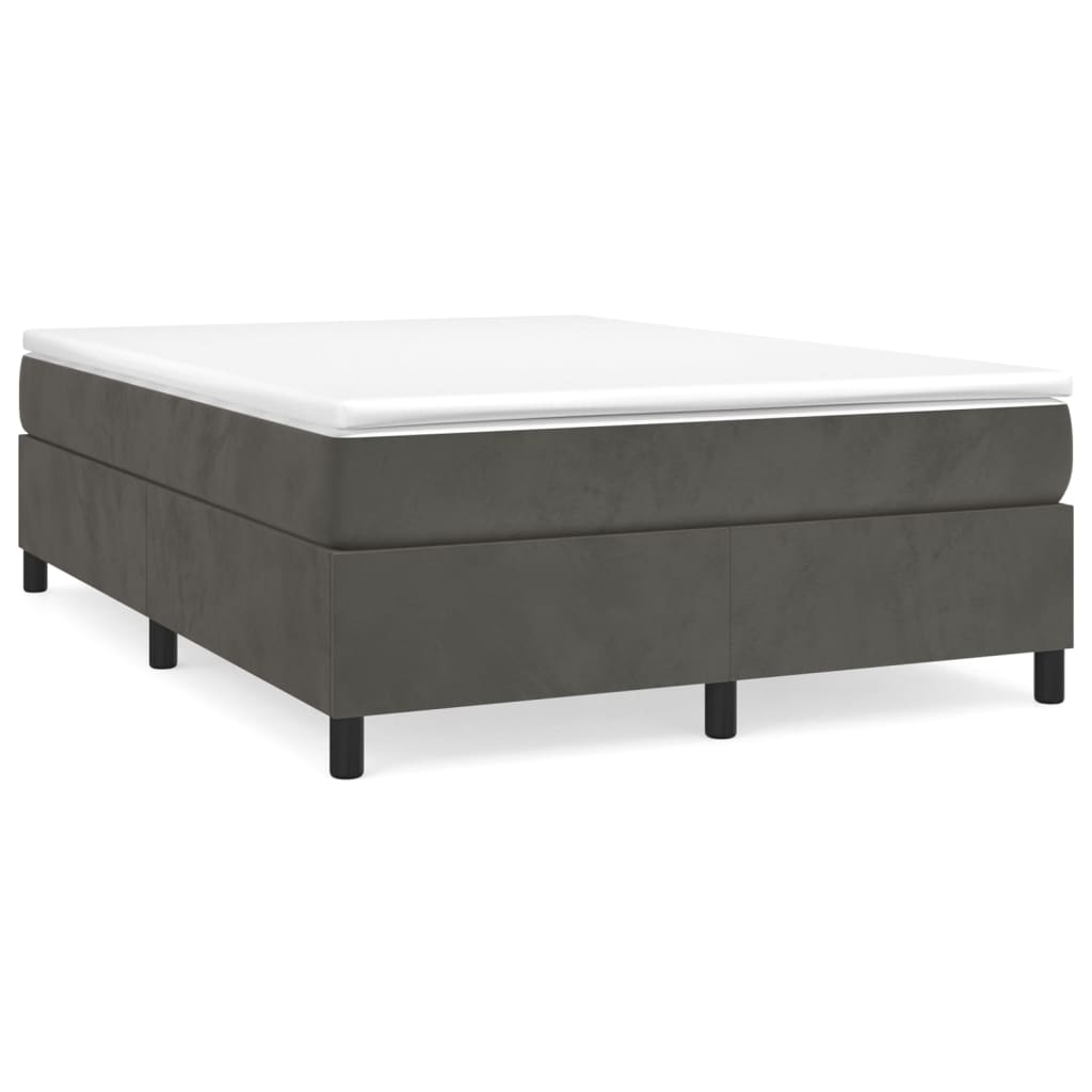 vidaXL Box spring postel s matrací tmavě šedá 140x200 cm samet