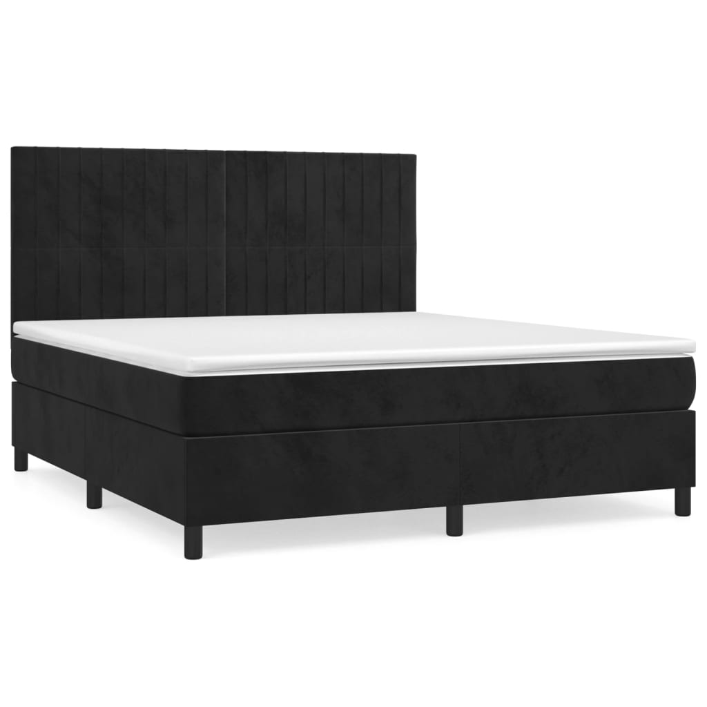 vidaXL Box spring postel s matrací černá 180x200 cm samet