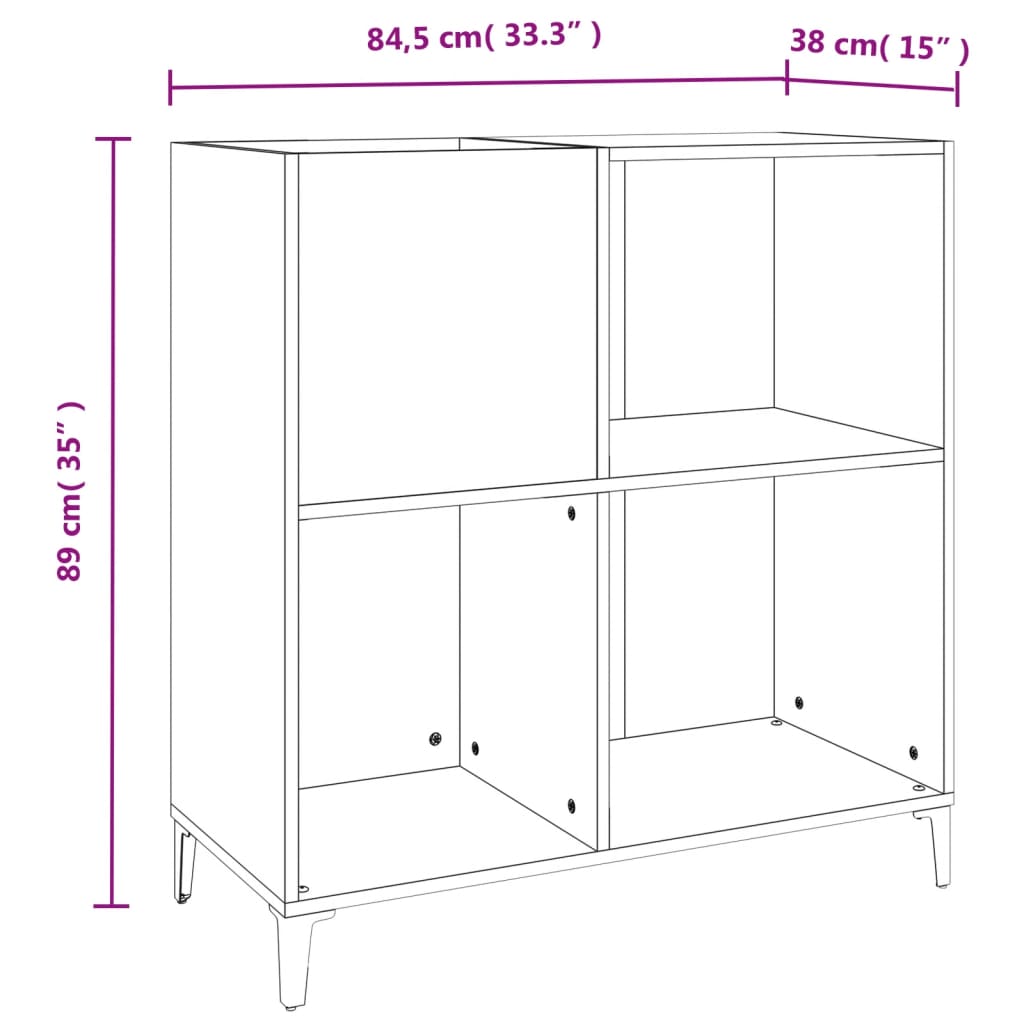 vidaXL Skříňka na LP desky černá 84,5 x 38 x 89 cm kompozitní dřevo