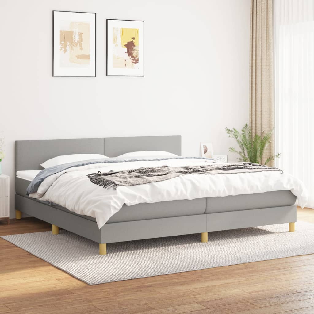 vidaXL Box spring postel s matrací světle šedá 200 x 200 cm textil