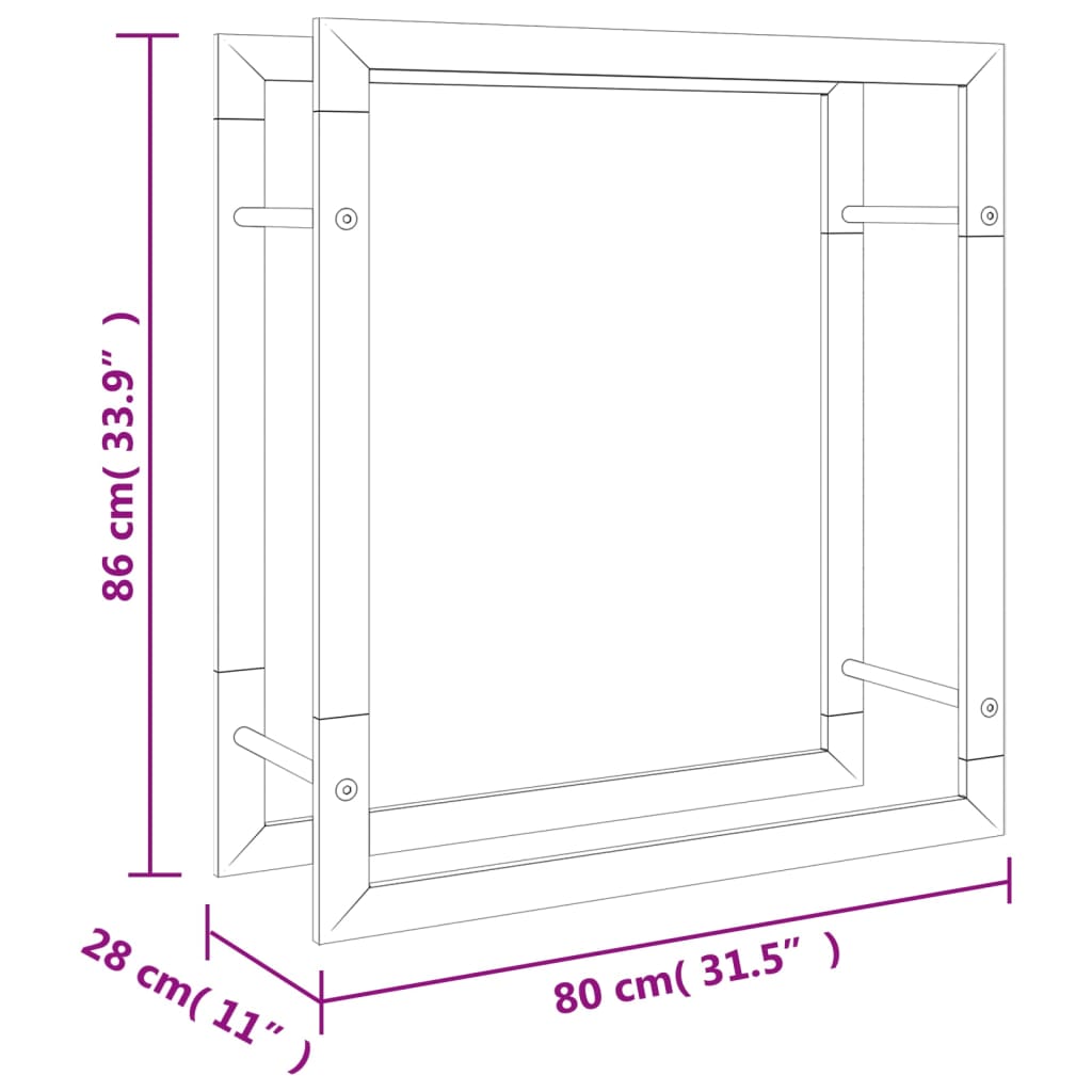 vidaXL Stojan na palivové dřevo 80x28x86 cm nerezová ocel