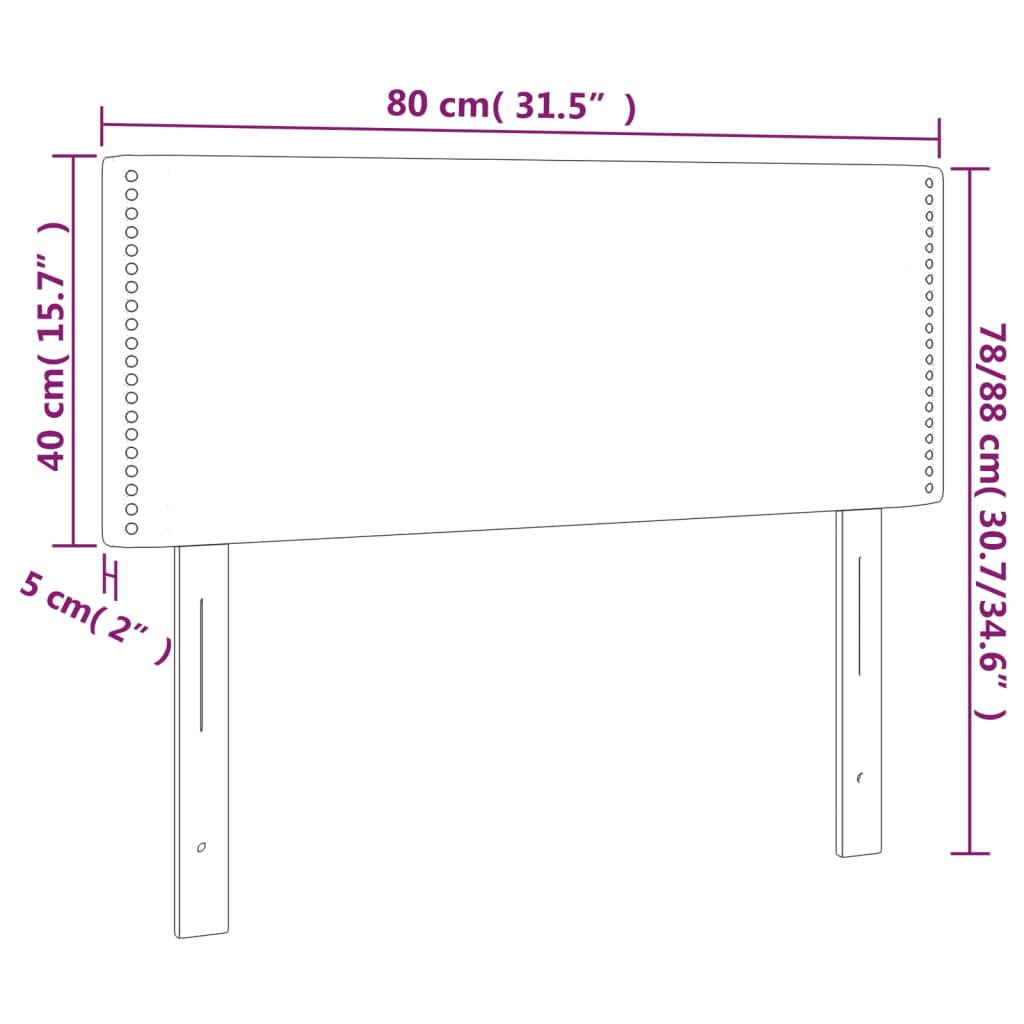 vidaXL Čelo postele s LED růžové 80 x 5 x 78/88 cm samet